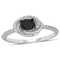 Miabella 1- Carat T.W. Crno -bijeli dijamant 14K Zaručnički prsten bijelog zlata