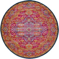 Umjetnički tkalci Kilburn okrugli tiskani tradicionalni prostirke, ružičaste