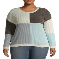 Apsolutno poznati ženski plus veličine Chenille Colorblocked Scoop Neck Pulover džemper