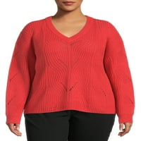 Terra & Sky Women's Plus veličine V-izrez džemper