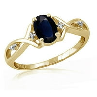 Jewelersclub Sapphire Ring Birthstone nakit - 1. Karat Sapphire 14K zlatni nakit od srebrnog prstena s bijelim dijamantnim