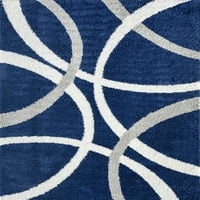 Moderan tepih za dnevnu sobu s apstraktnim uzorkom u tamnoplavoj, srebrnoj boji, lako se čisti