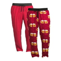 Način proslave Valentinova za muškarce i velike muškarce: pidžama hlače u pakiranju od 2 komada, Crveni vrijesak