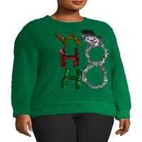 Nema komentara ženskog plus veličine Sherpa ukrašeni božićni džemper