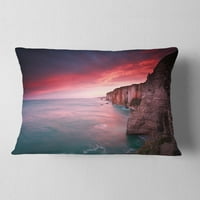 DesignArt dramatični izlazak sunca preko mora i litica - jastuk za bacanje fotografija na plaži - 12x20