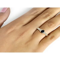 Nakit sa safirnim prstenom od 9 – 0. Karatni safir, srebrni prsten s pozlaćenim 14k i bijelim dijamantnim naglaskom-prstenovi