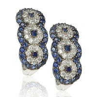 Sapphire i dijamant u srebrom od sterlinga i 18k zlatne naušnice - plava