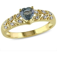 Carat T.G.W. Zeleni safir i dijamantski zglob od 10kt žutog zlatnog prstena