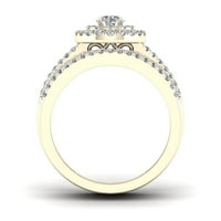 1CT TDW Diamond 14K žuto zlato Double Halo Bridal Set