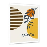 Dizajnerska umjetnost apstraktni oblici s botaničkim minimalističkim listom uokvireni moderni umjetnički tisak