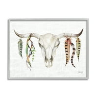 Lubanja životinje s dugim rogovima, perje s uzorkom jugozapadnog goveda, 24, dizajn Marle Rae