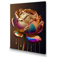 Dizajnerska umjetnost Dugin božur s kapljicama tekućeg zlata & platno zidna umjetnost