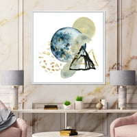 DesignArt 'Minimalistički pejzaž Mjeseca s planinama II' Moderno uokvireno platno zidne umjetničke tiska