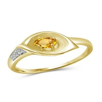 Jewelersclub Citrine prsten nakit za rođenje - 0. Karat Citrine 14K Zlatni nakit od srebrnog prstena s bijelim dijamantnim