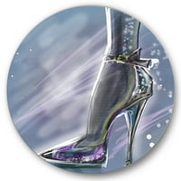 DesignArt 'Shiny Woman cipela s visokim potpeticama stiletto sa sjajem' Moderni krug metalni zid - disk od 11