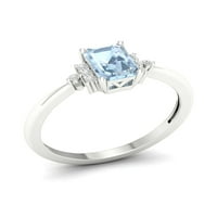 Imperijalni dragulj 10K bijelo zlato smaragda izrezan aquamarine ct tw dijamantski modni prsten