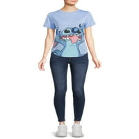 Stitch ženska prednja i stražnja grafička majica s kratkim rukavima