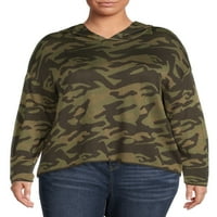 Terra & Sky Women's Plus Size Jacquard Hoodie džemper, srednja težina