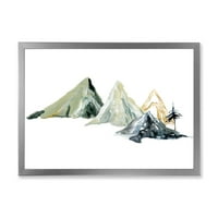 DesignArt 'tamnoplavi planinski krajolik zima minimalistički i' moderni uokvireni umjetnički tisak