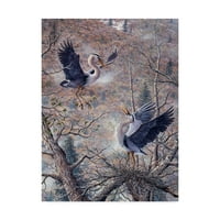 Zaštitni znak likovne umjetnosti Vrijeme gniježđenja Great Blue Herons platno umjetnost Jeffa Tifta