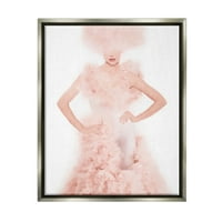 Stupell Pink Fluffy modna haljina ljepota i modno slikanje sivi floater uokvireni umjetnički print zid umjetnosti