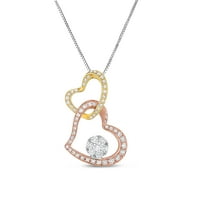 Dvostruka ogrlica za srce Ct TW Diamonds 10k Tri-Color Gold