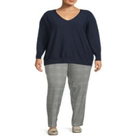 Terra & Sky Women's Plus veličine V-izrez džemper s Dolmanovim rukavima, lagani