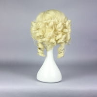 Jedinstvene ponude perike za ljudsku kosu za žensku damu 12 Žuta kovrčava perika s kapom od perika