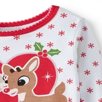 Crveni jeleni božićni dugi rukav uski rukav pidžama, set